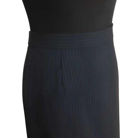 DonCaster Virgin Wool Suit Set Blue Pinstripe Blazer Straight Skirt Womens 12 - Picture 8 of 14